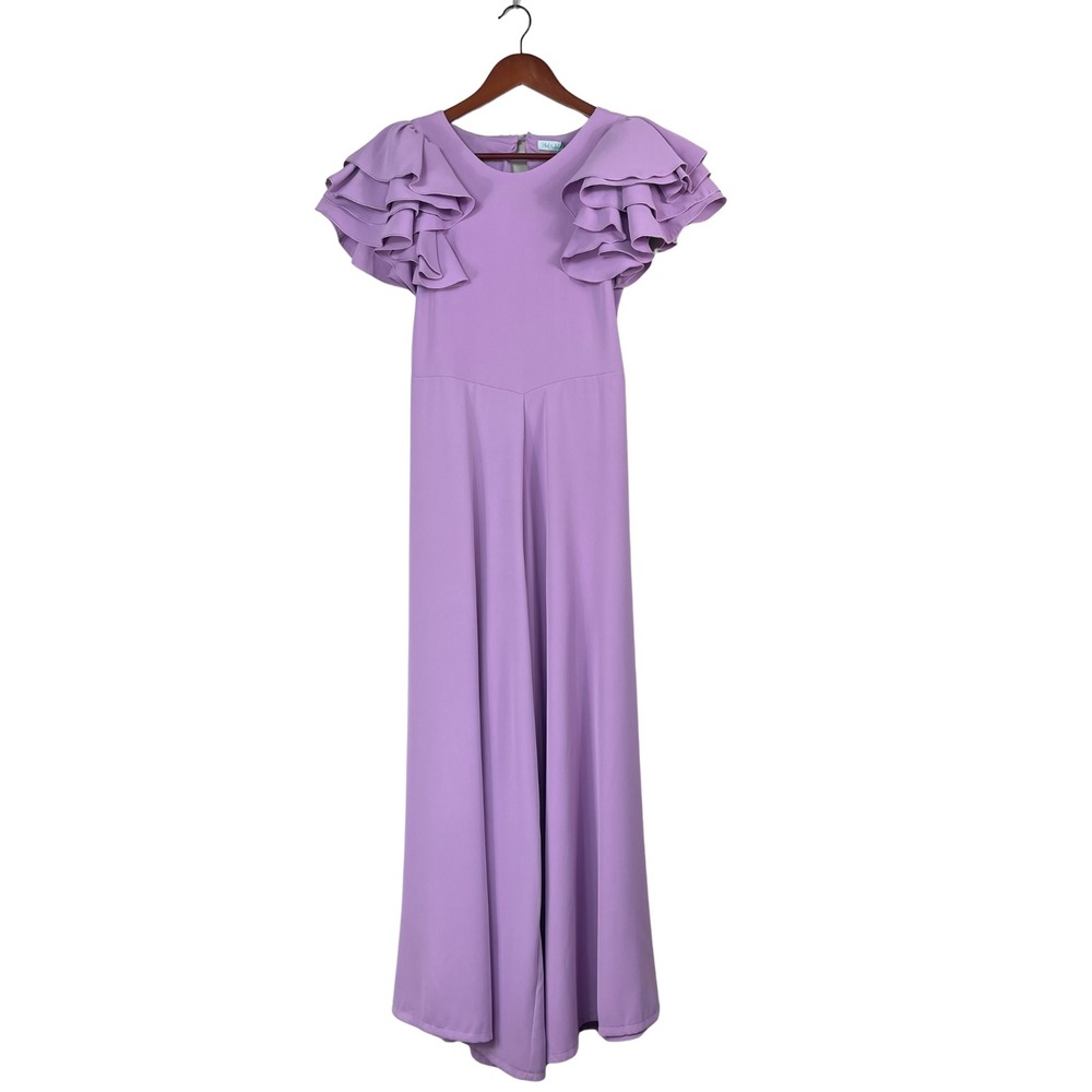 Abel & Lula Girls Purple Flutter Ruffle Sleeve Jumpsuit Romper Sz 16 Formal